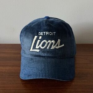 Vintage Detroit Lions Sports Specialties Corduroy Hat The Cord Blue Zip‎ Back